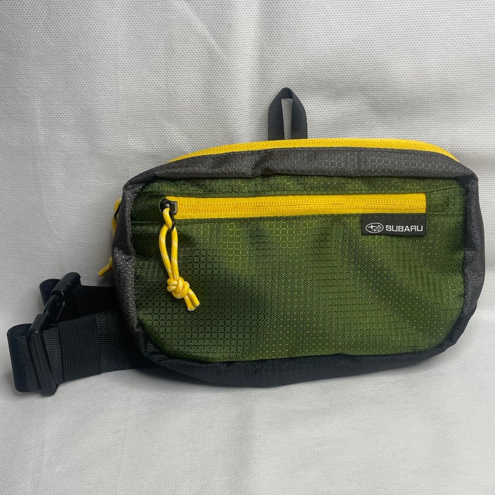 Subaru Ripstop Nylon Fannypack Outdoor Activewear Forest Green Yellow Hip Bag